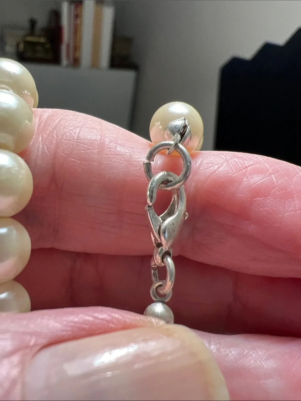 Long Faux Pearl Strand Necklace in Cream - Vintage